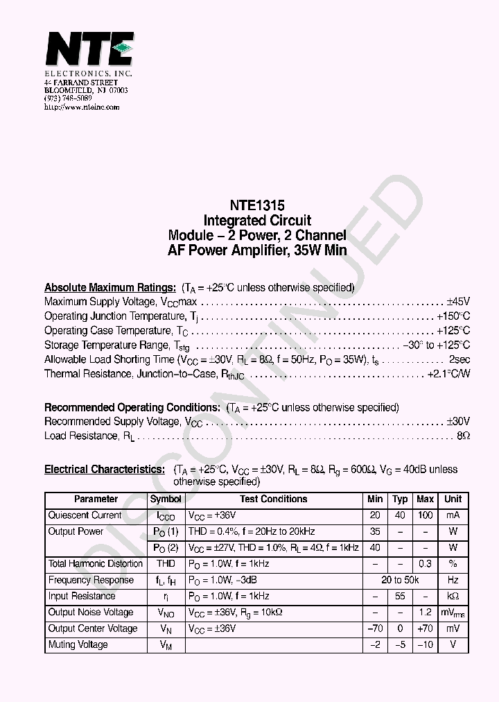 NTE1315_4397644.PDF Datasheet
