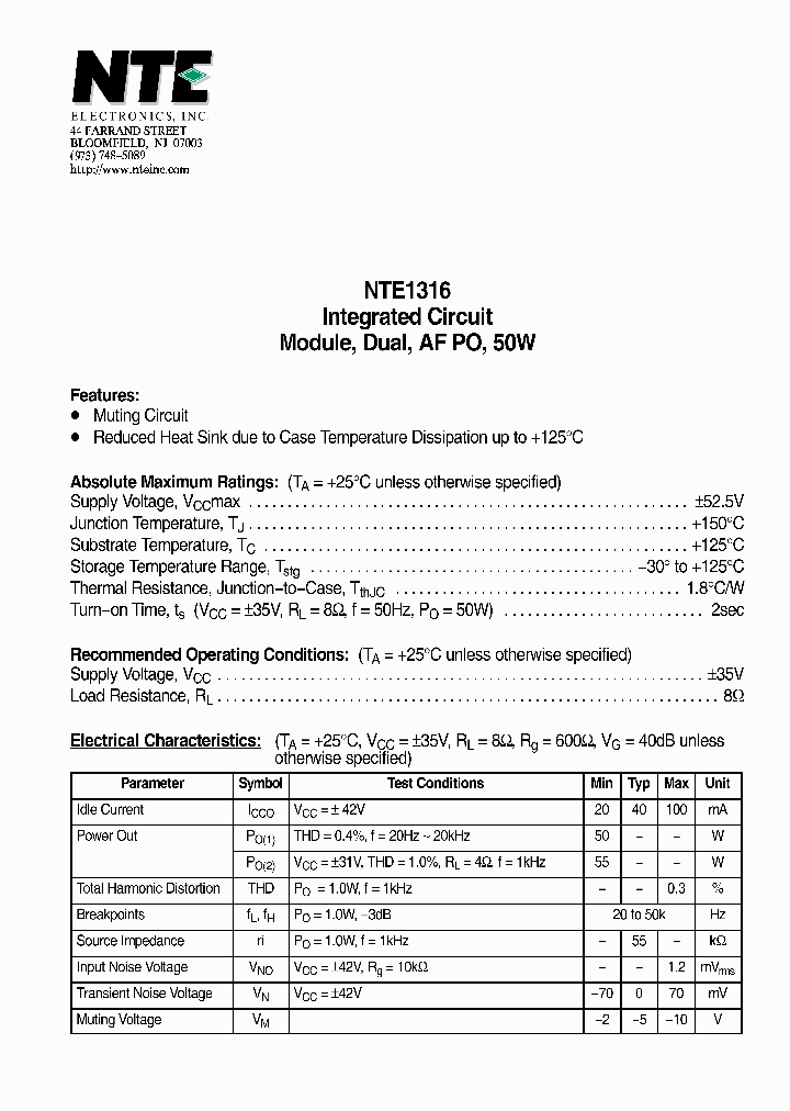 NTE1316_4397645.PDF Datasheet