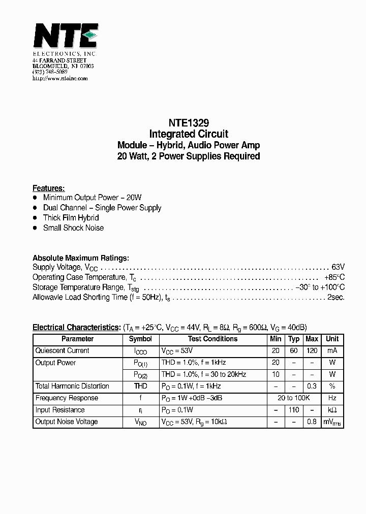NTE1329_4315306.PDF Datasheet