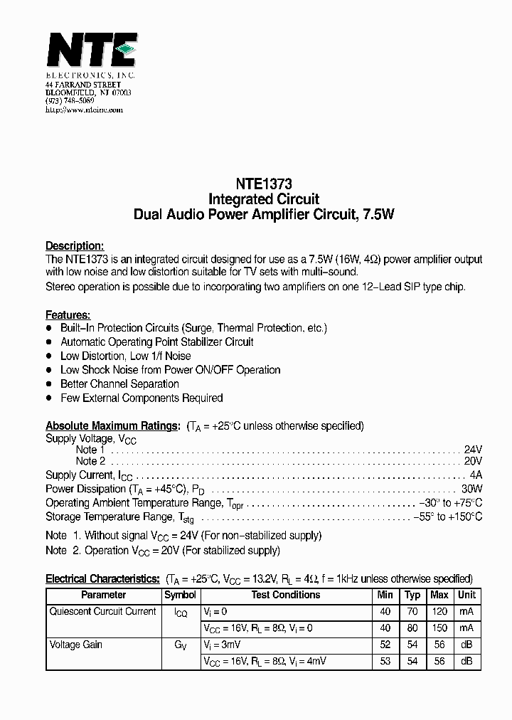 NTE1373_4489336.PDF Datasheet