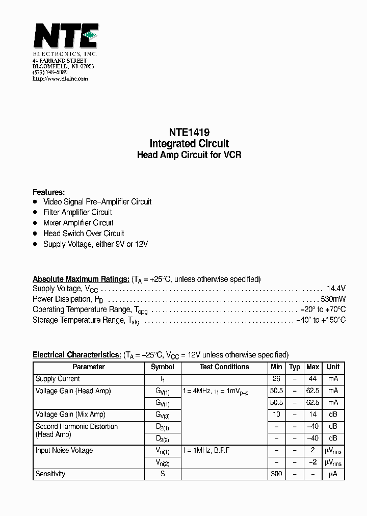 NTE1419_4174536.PDF Datasheet