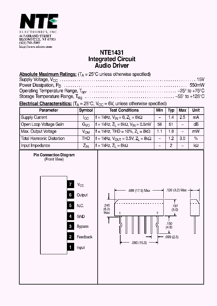 NTE1431_4284620.PDF Datasheet