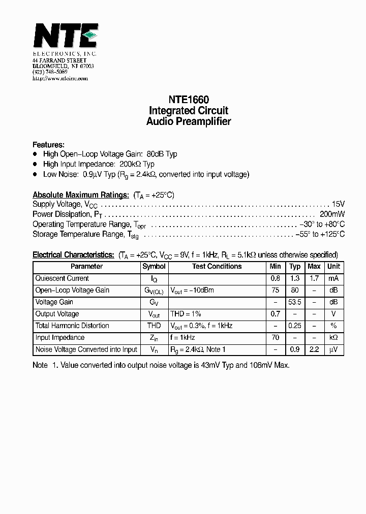 NTE1660_4694078.PDF Datasheet