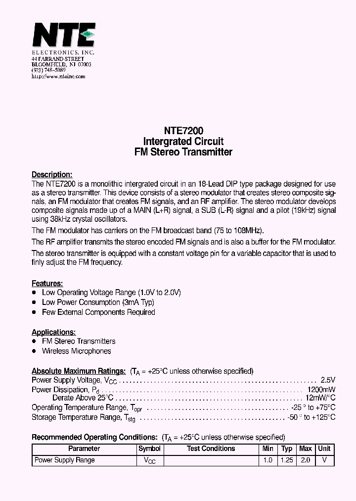 NTE7200_4780846.PDF Datasheet