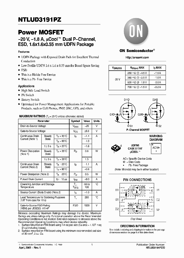 NTLUD3191PZTAG_4633888.PDF Datasheet