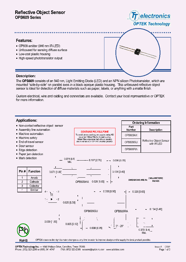 OPB609RA_4290556.PDF Datasheet
