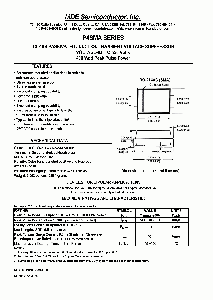 P4SMA75A_4460044.PDF Datasheet