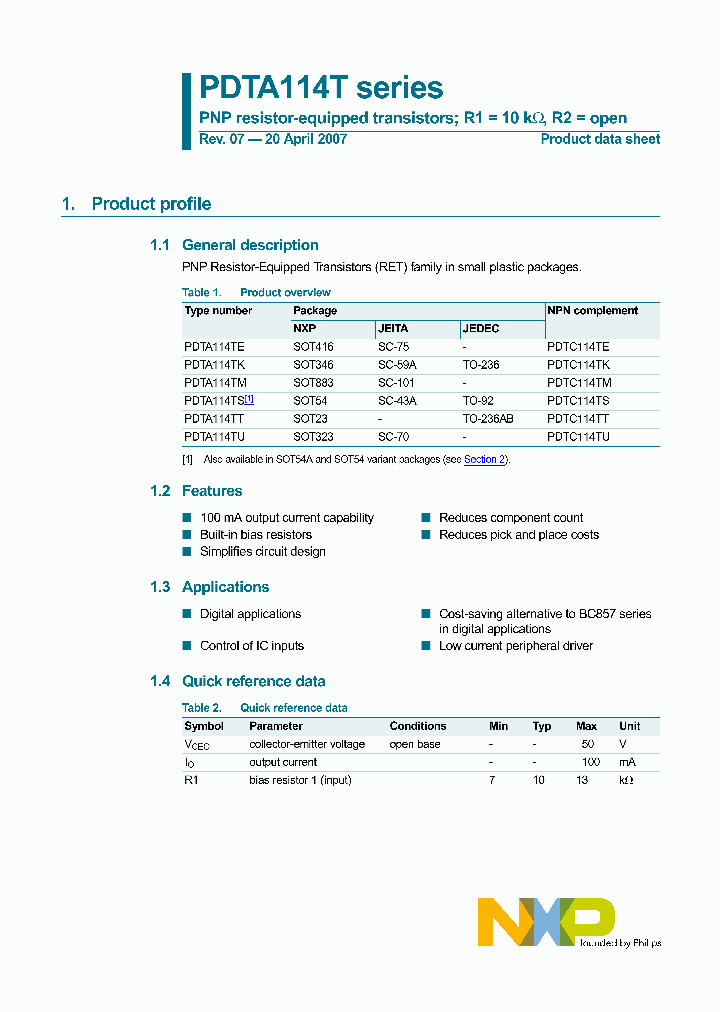PDTA114TU_4598988.PDF Datasheet