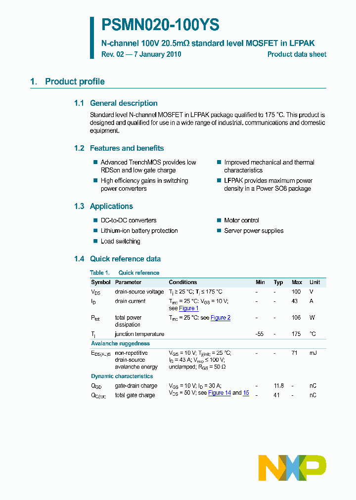 PSMN020-100YS_4718694.PDF Datasheet