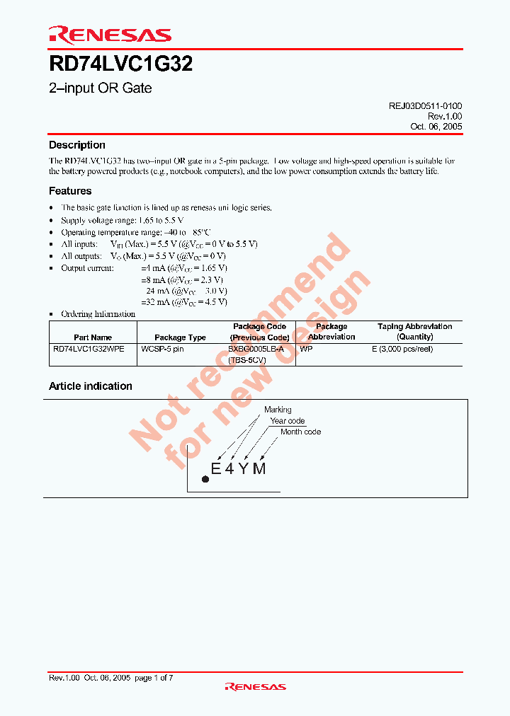 RD74LVC1G32WPE_4785394.PDF Datasheet