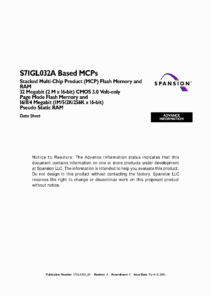 S71GL032A40BFI0B2_4606895.PDF Datasheet