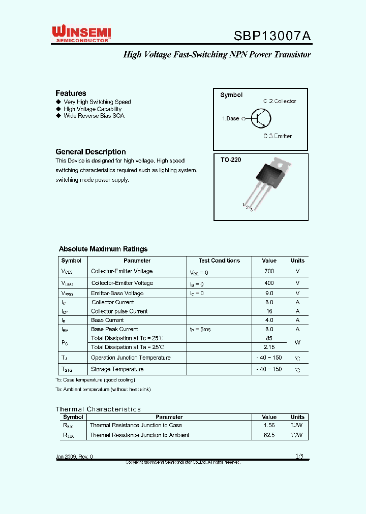SBP13007A_4888266.PDF Datasheet