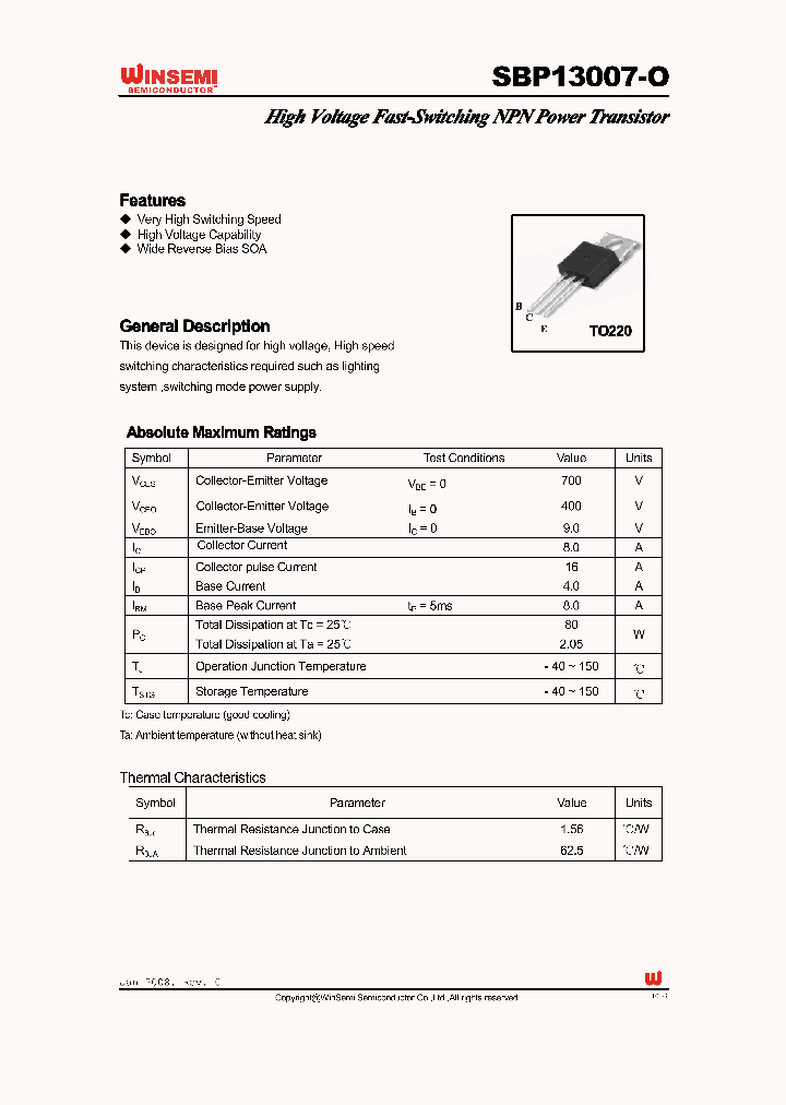 SBP13007-O_4888264.PDF Datasheet