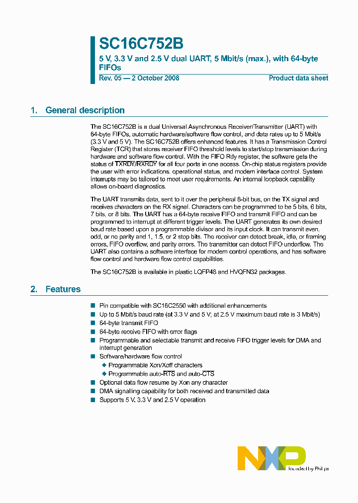 SC16C752BIB48_4343259.PDF Datasheet