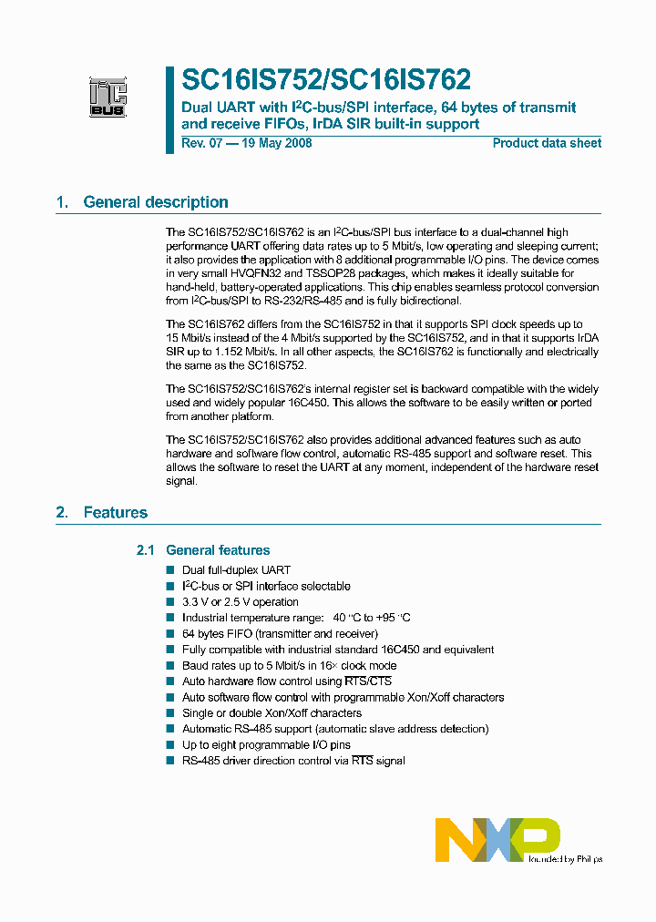 SC16IS752_4555147.PDF Datasheet