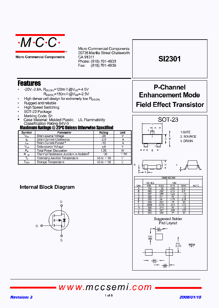 SI2301_4738375.PDF Datasheet
