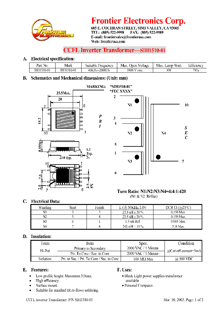 SIH1510-01_4274938.PDF Datasheet