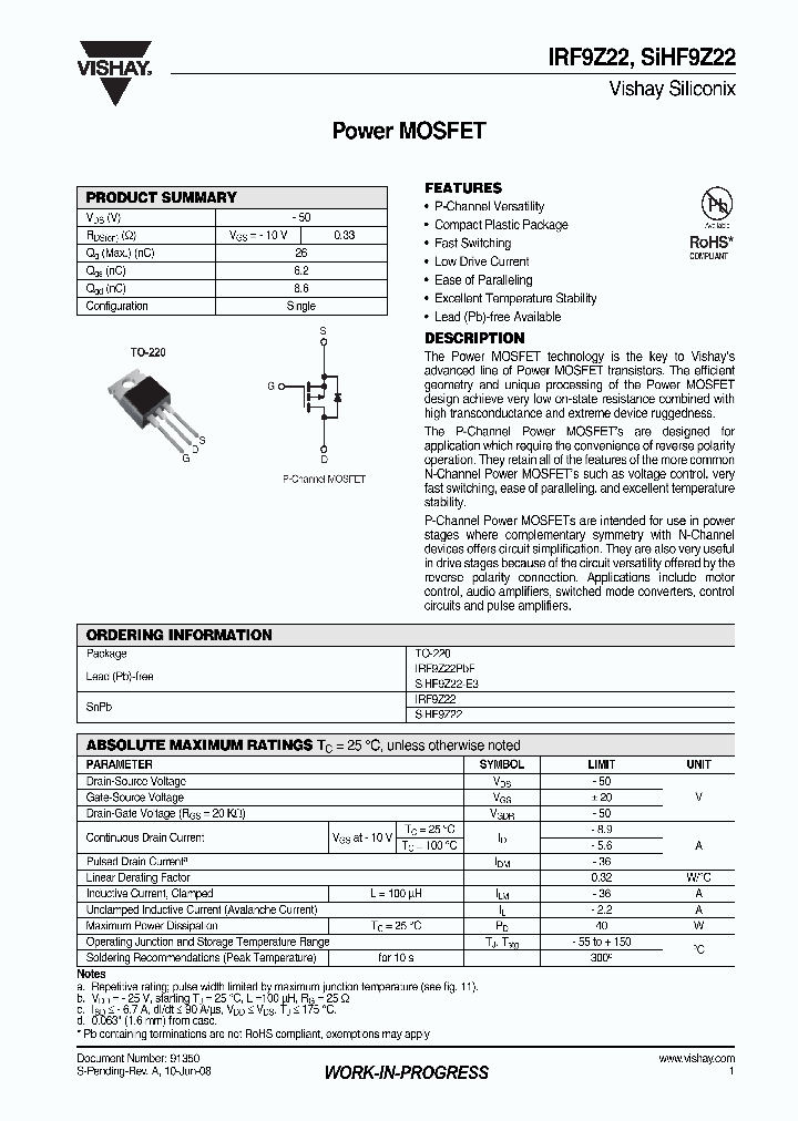 SIHF9Z22_4255264.PDF Datasheet