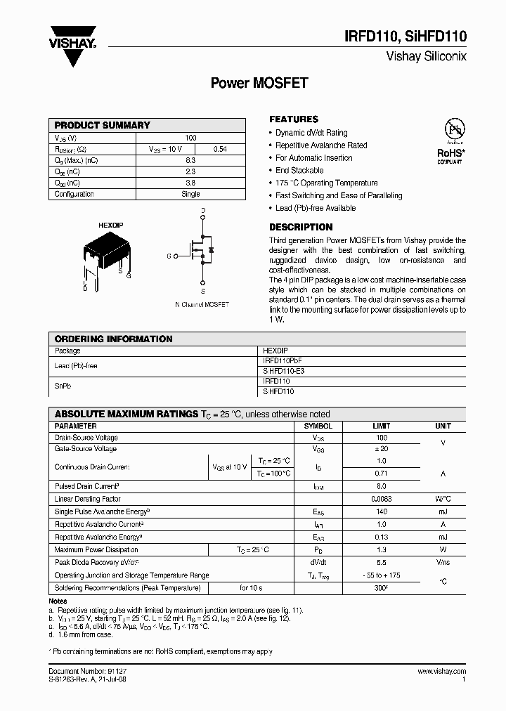 SIHFD110-E3_4251322.PDF Datasheet