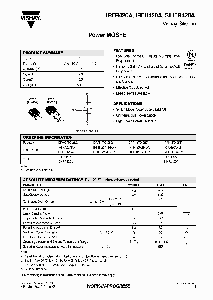 SIHFR420ATL-E3_4857189.PDF Datasheet