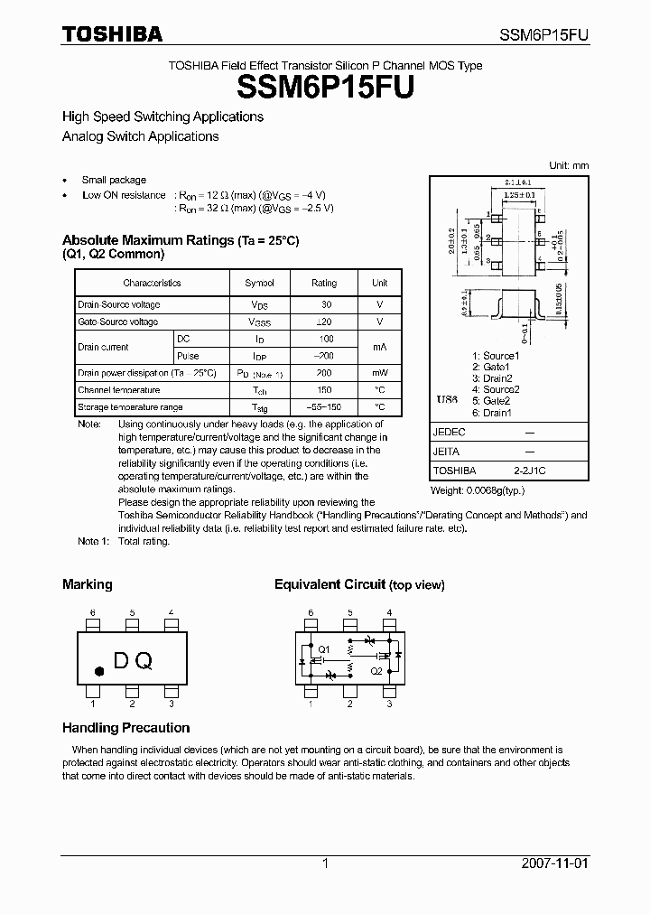 SSM6P15FU_4397663.PDF Datasheet