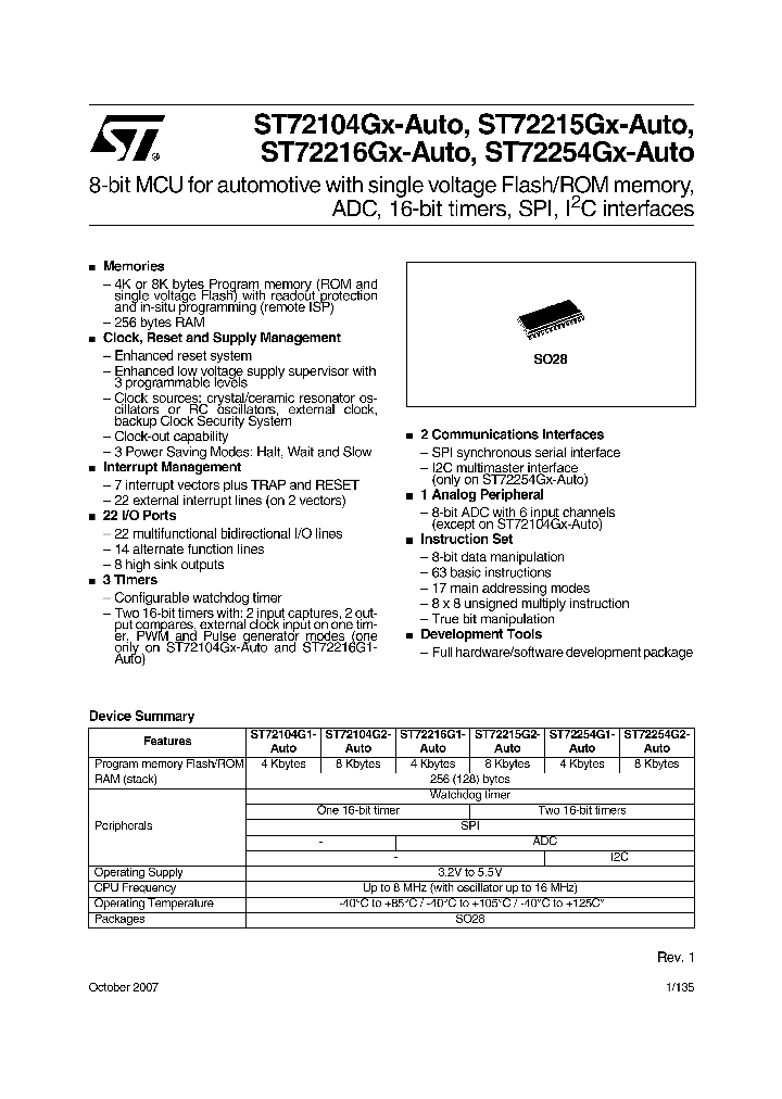 ST72215GX-AUTO_4316926.PDF Datasheet