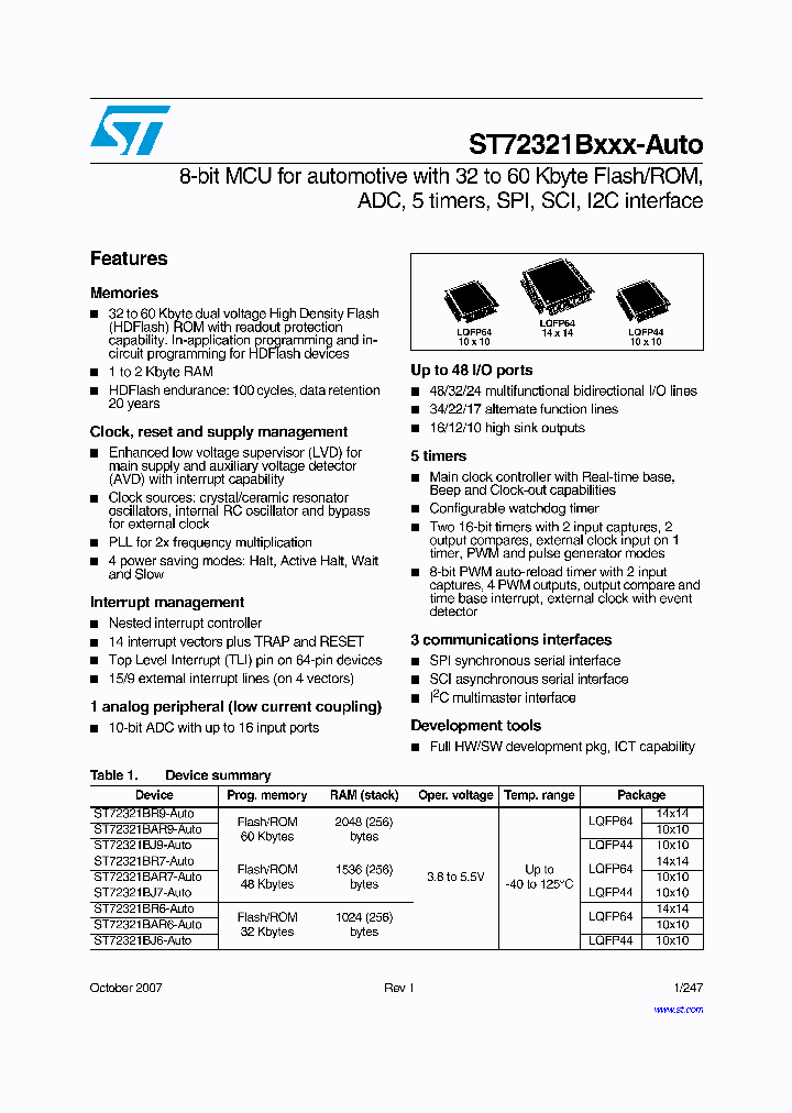 ST72321BAR9-AUTO_4222695.PDF Datasheet