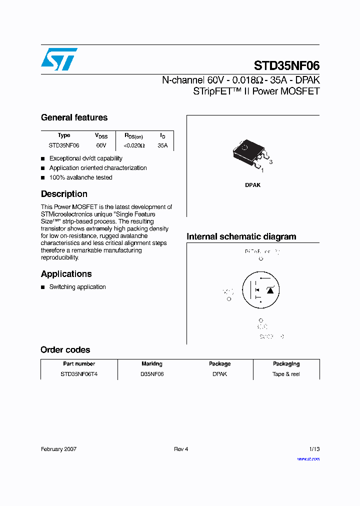 STD35NF06T4_4166150.PDF Datasheet