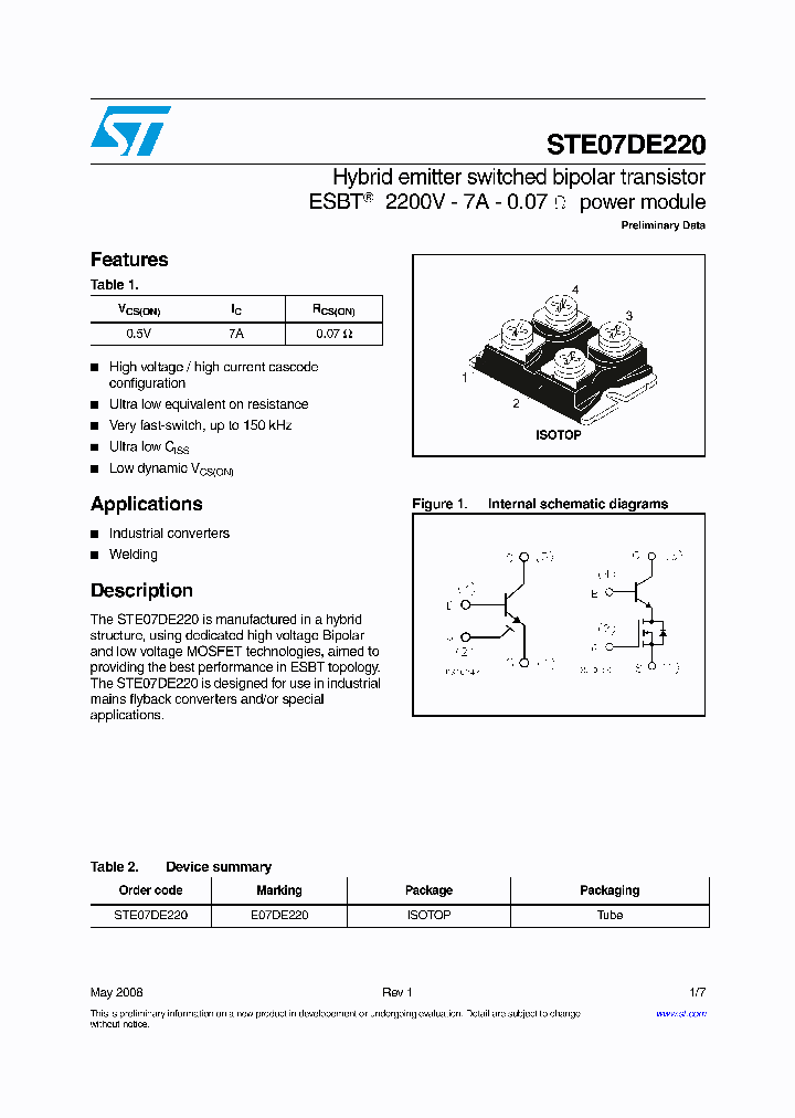 STE07DE220_4237213.PDF Datasheet