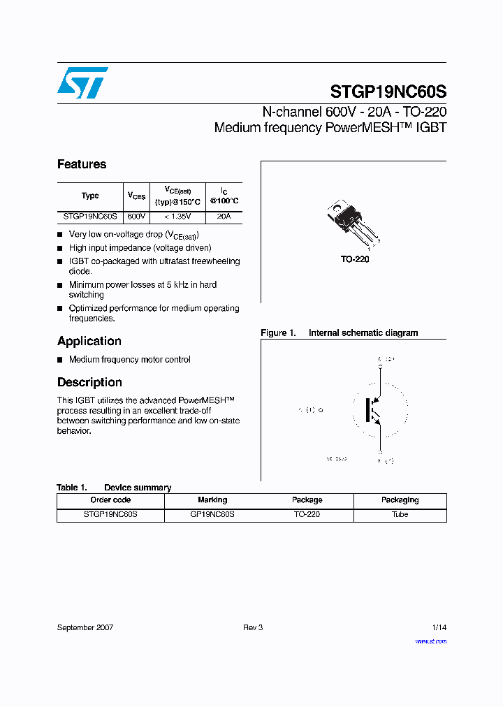 STGP19NC60S_4346478.PDF Datasheet