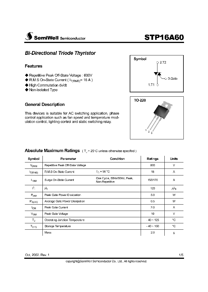 STP16A60_4265502.PDF Datasheet