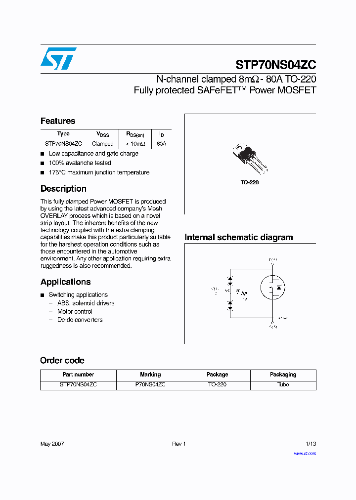 STP70NS04ZC_4267448.PDF Datasheet