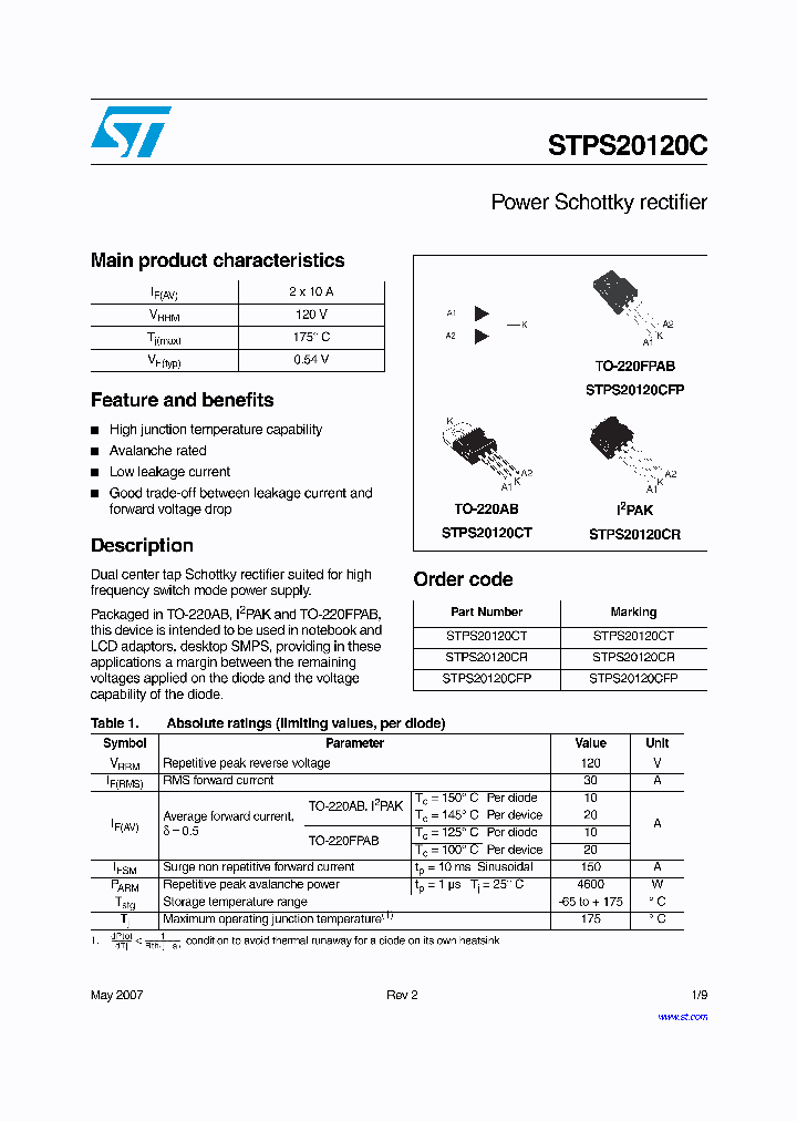 STPS20120CFP_4180925.PDF Datasheet