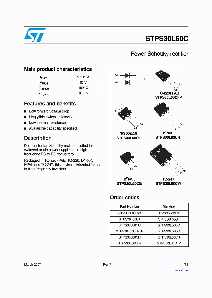 STPS30L60CFP_4724997.PDF Datasheet