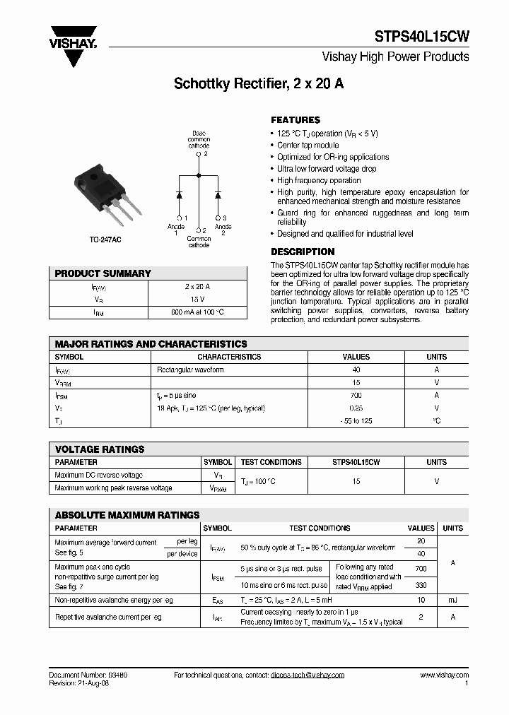 STPS40L15CWPBF_4262992.PDF Datasheet