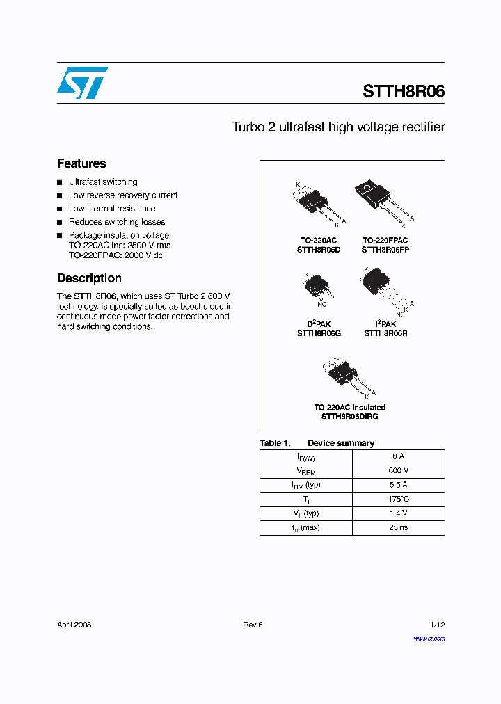 STTH8R0608_4463988.PDF Datasheet