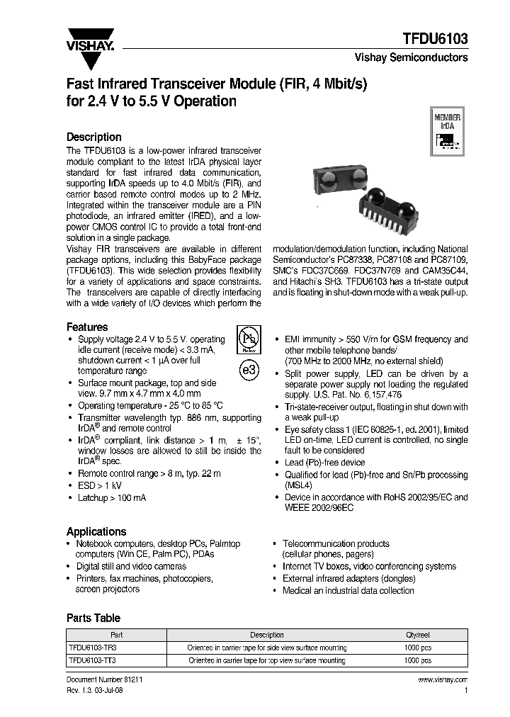 TFDU6103_4332297.PDF Datasheet