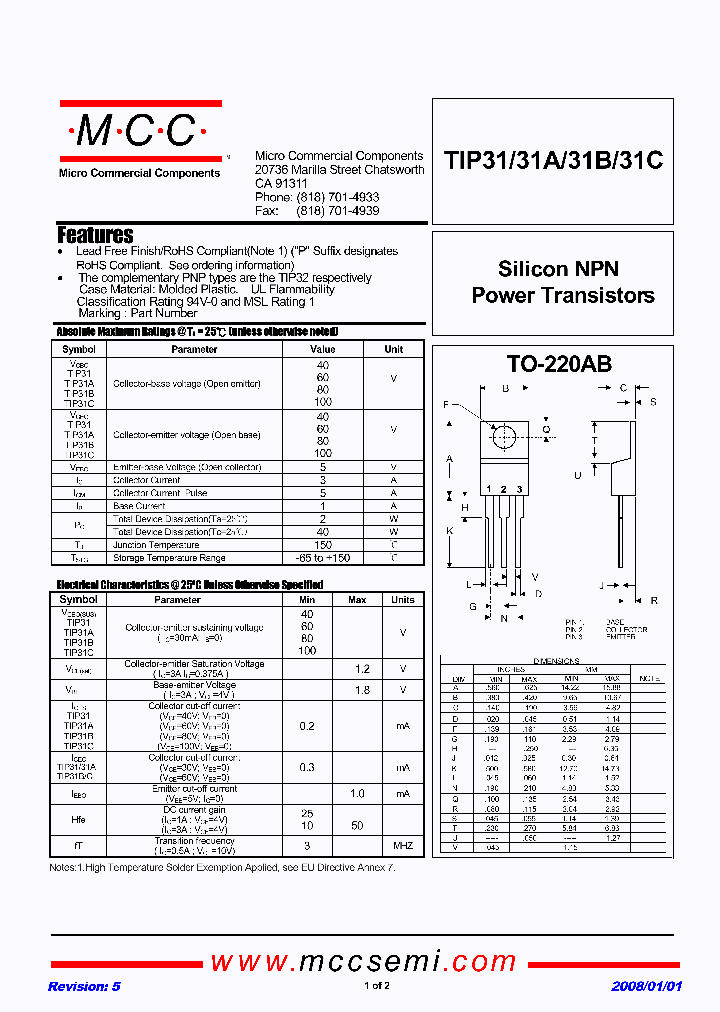 TIP31C_4816001.PDF Datasheet
