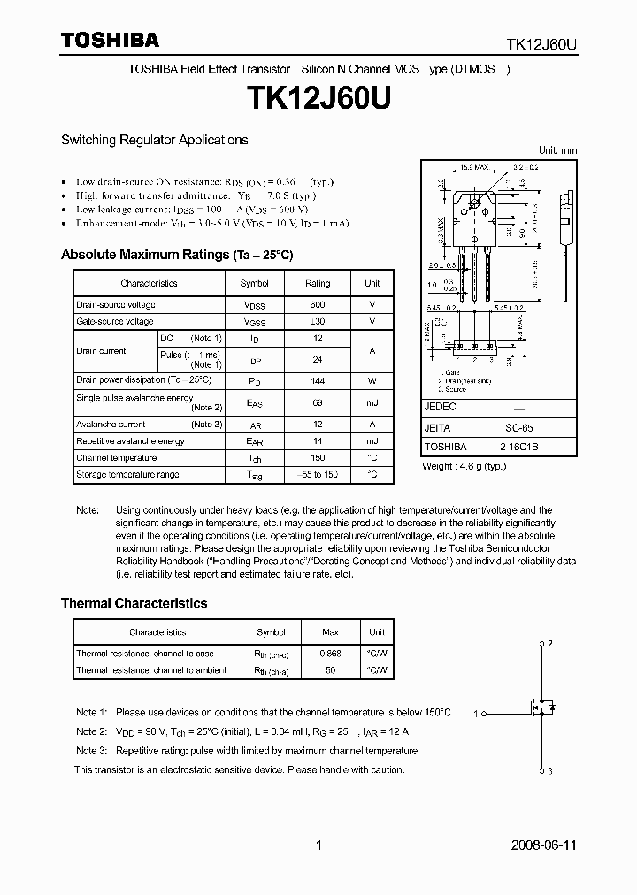 TK12J60U_4552357.PDF Datasheet