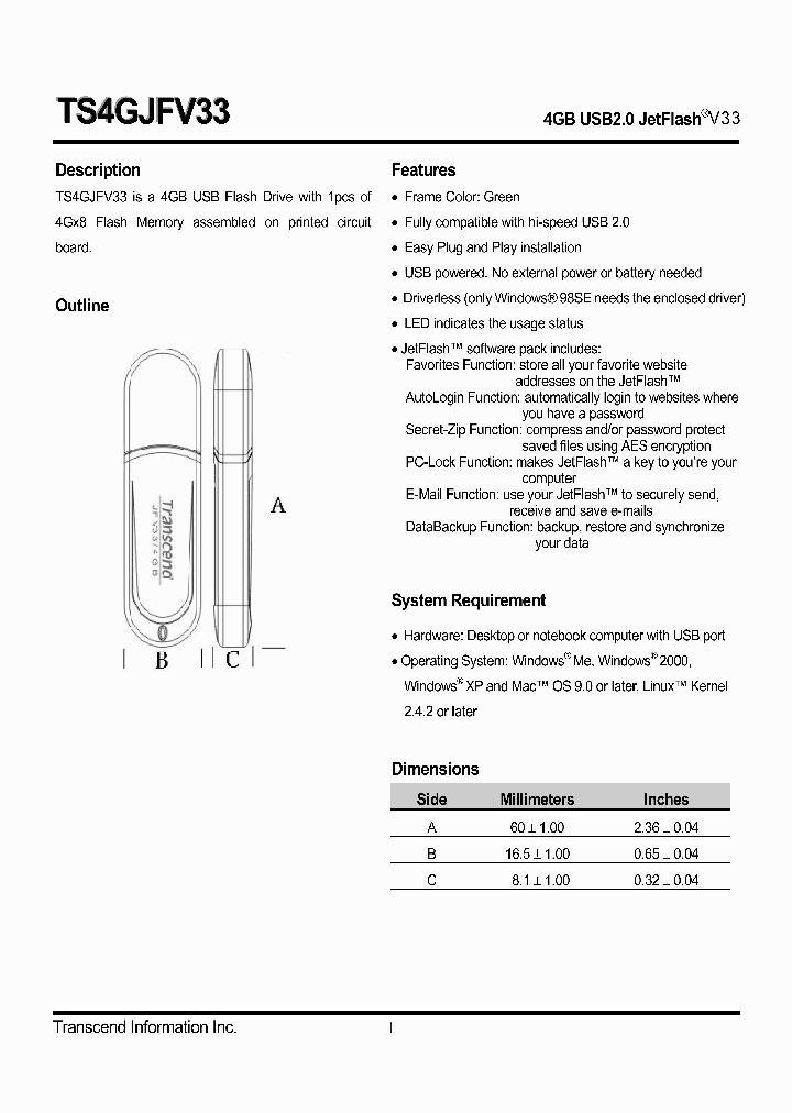 TS4GJFV33_4385749.PDF Datasheet