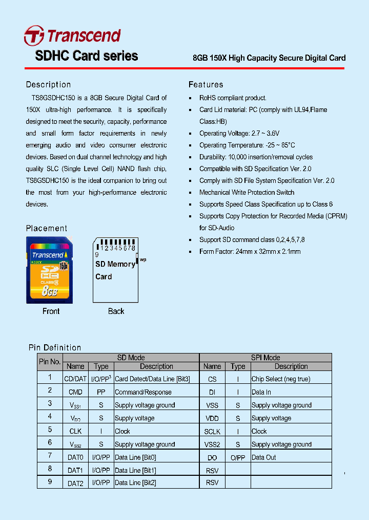 TS8GSDHC150_4557873.PDF Datasheet