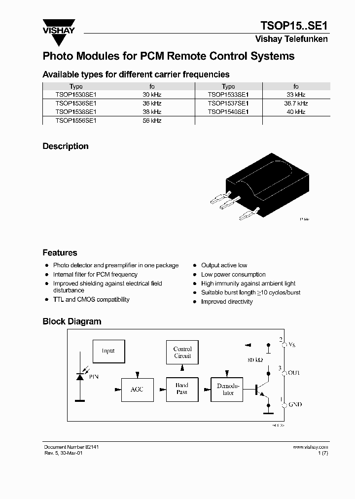 TSOP1537SE1_4529363.PDF Datasheet