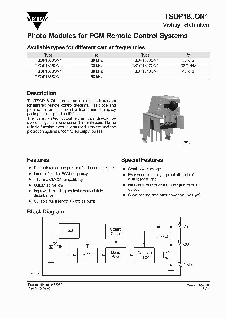 TSOP1833ON1_4602939.PDF Datasheet