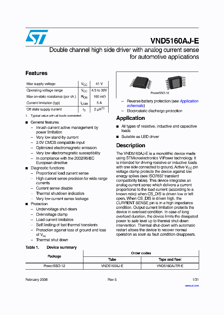 VND5160AJ-E_4168388.PDF Datasheet