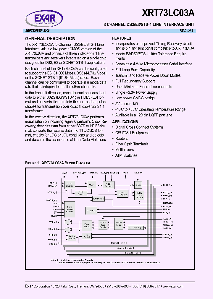 XRT73LC03A_4575585.PDF Datasheet