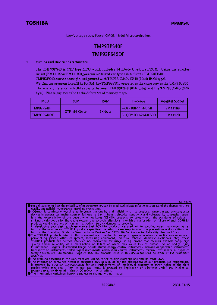 E01031593PS40SUMMARY_979455.PDF Datasheet