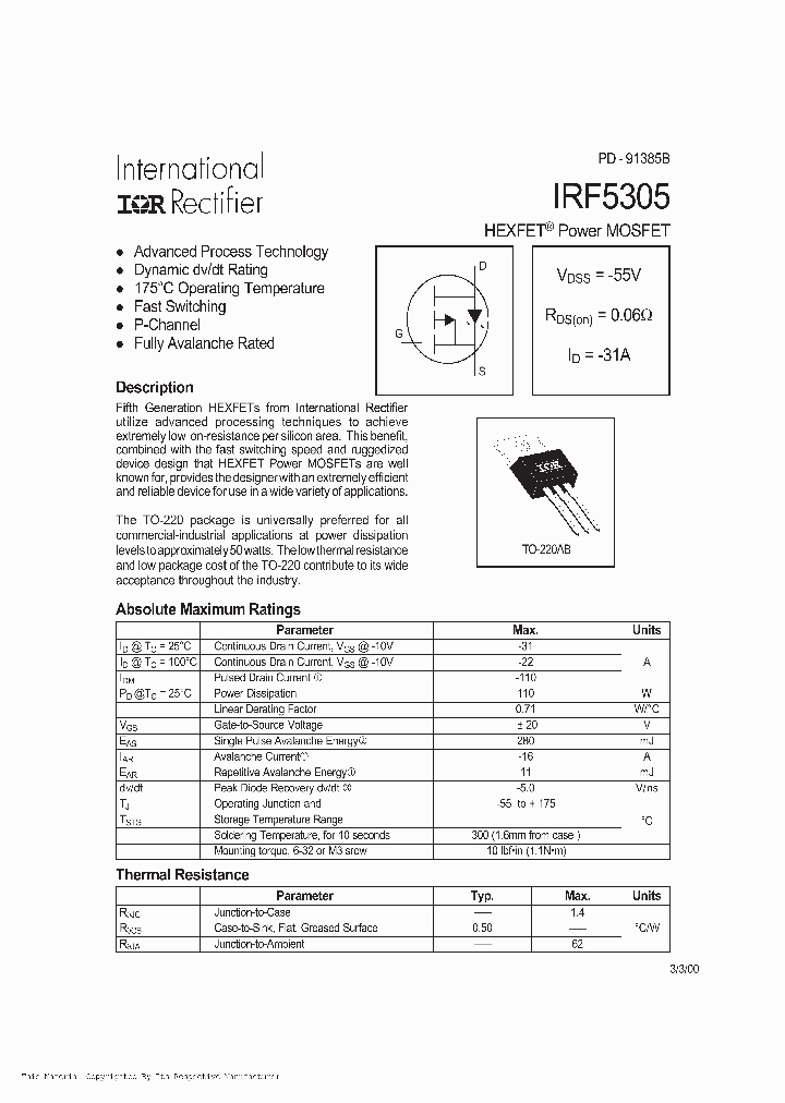 IRF5305_987404.PDF Datasheet