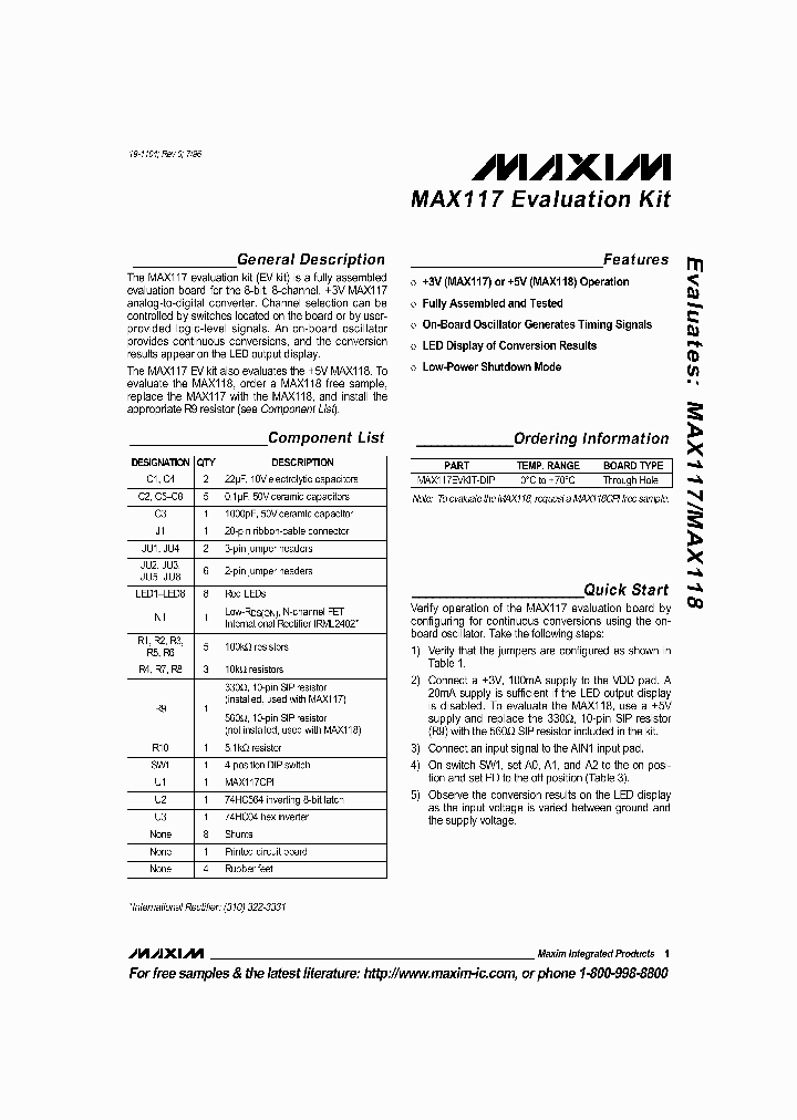 MAX117EVKIT_990000.PDF Datasheet