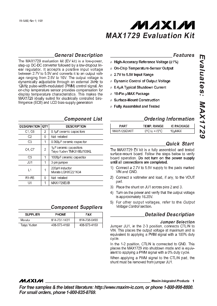 MAX1729EVKIT_990121.PDF Datasheet
