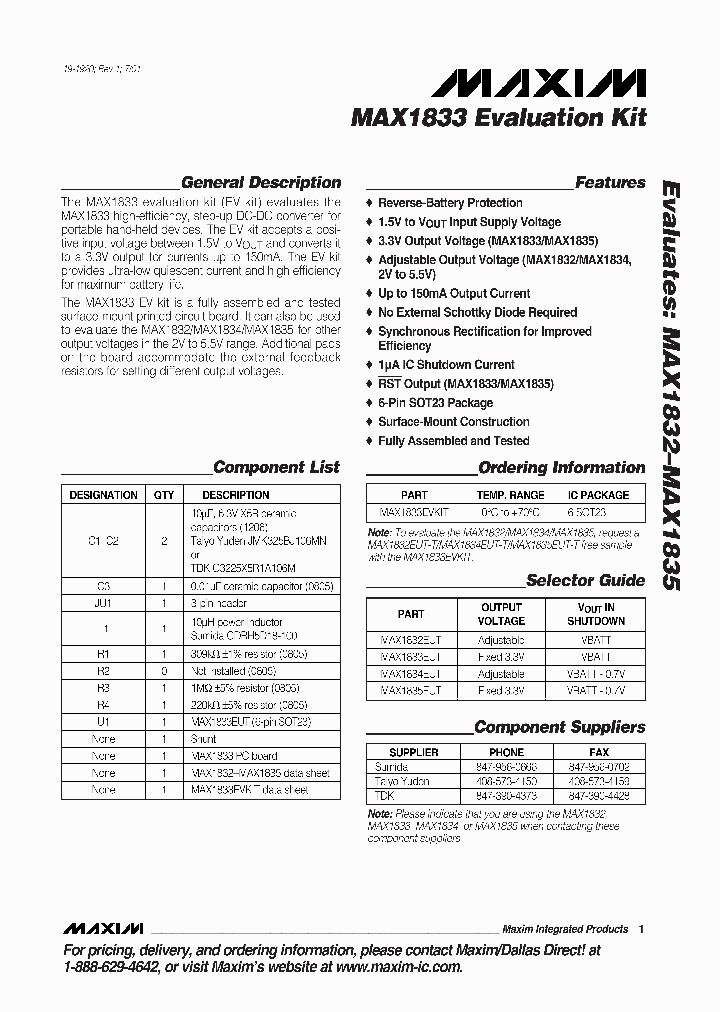 MAX1833EVKIT_990163.PDF Datasheet